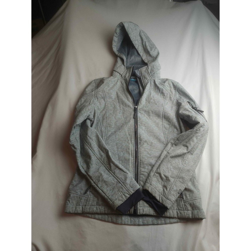 Free Country Womens Heather Gray Faux Fur Lined Softshell Hooded Jacket Small